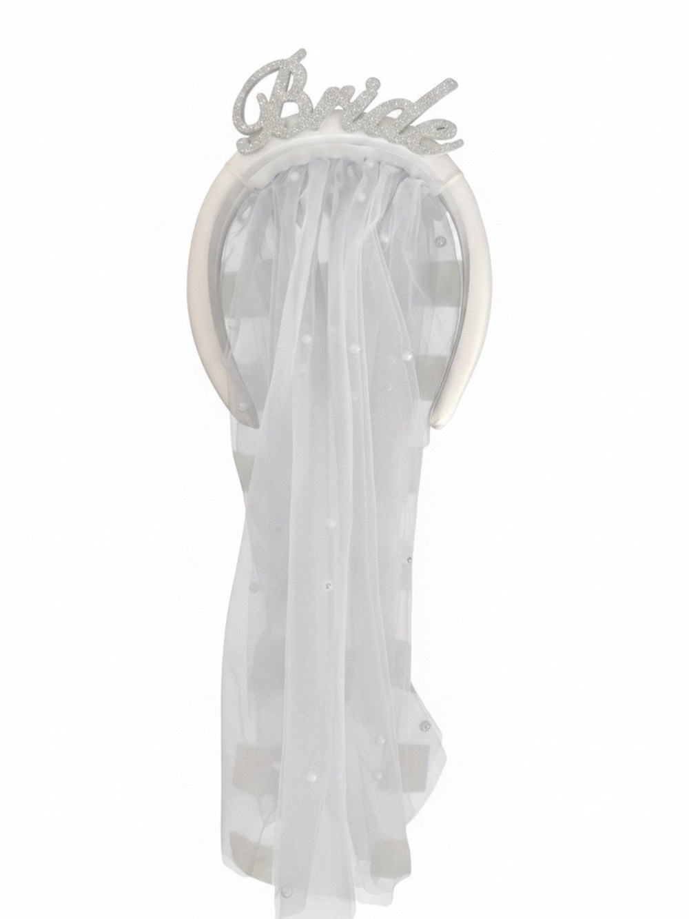 Bride Veil Headband - White Sparkle Bridal Headpiece